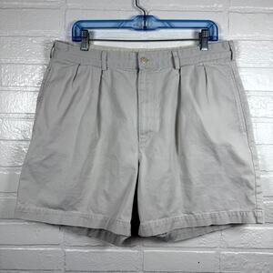 Polo Ralph Lauren Shorts Men 35 Beige 100% Cotton Pleated Chino Golf Performance